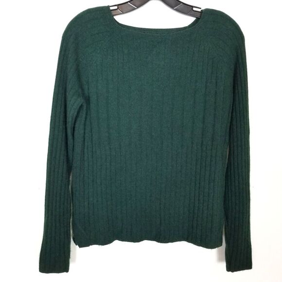 Theory Women Jillina Cashmere Ribbed Pullover Sweater Sz S Green Crew Neck Cozy - Picture 1 of 9
